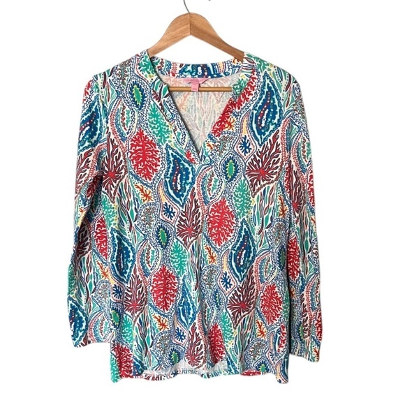 Lilly Pulitzer Odette Tunic Let Minnow - Picture 2 of 11